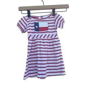 Two Feet Ahead Texas Flag‎ Dress, Red Stripe, 12 Months
